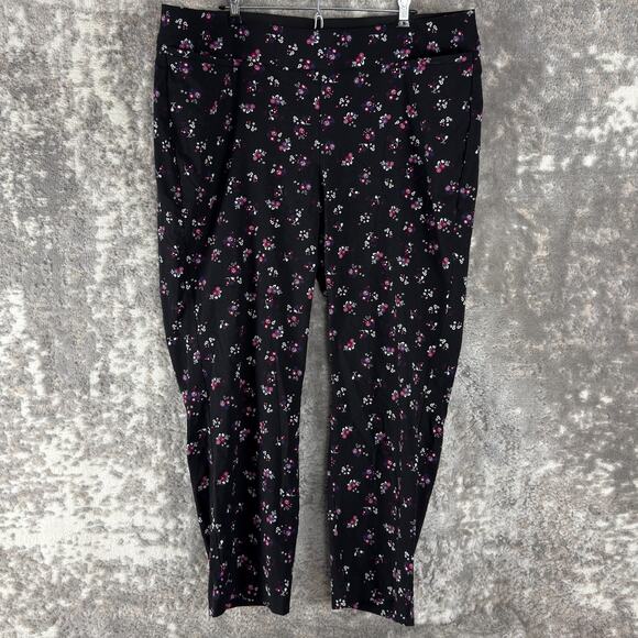 Lany Bryant Plus Size 22 The Allie Stretch Floral Print Leggings Black - Picture 1 of 11